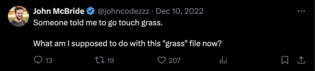 touch grass joke